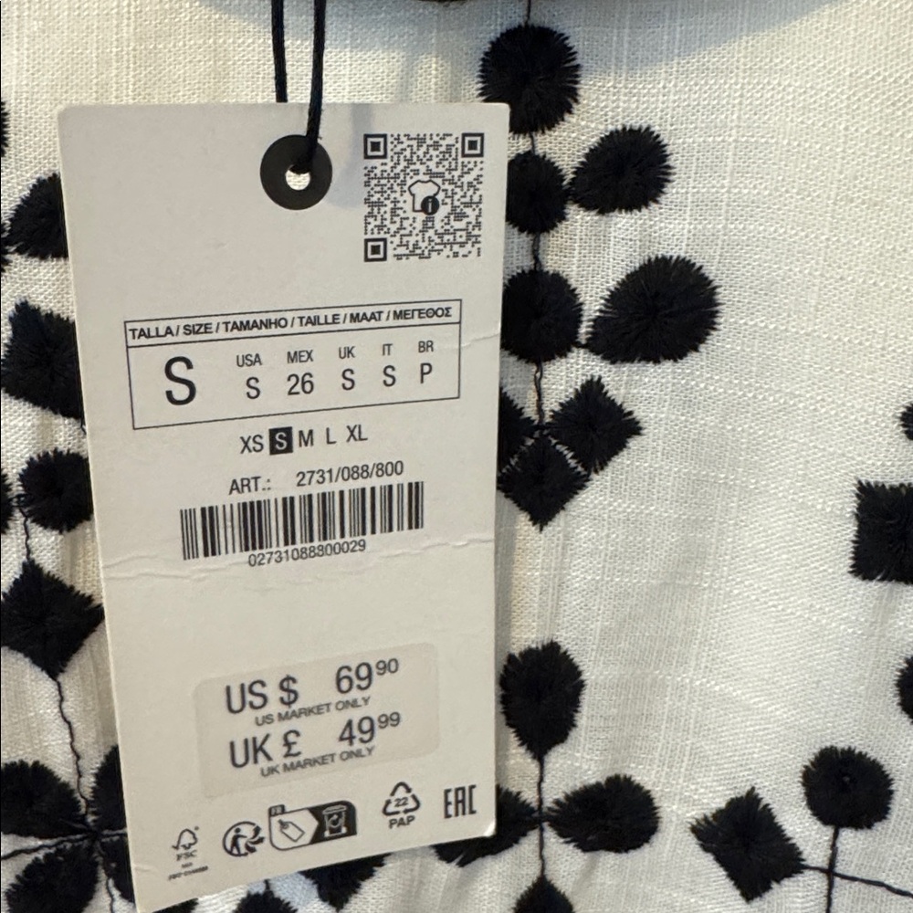 Black and White Patterned Short Sleeve Set - Picture 5 of 6